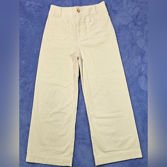 MAEVE COLETTE CROPPED WIDE LEG SOFT CORDUROY PANTS IVORY 29 - Picture 3 of 8